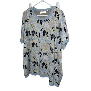 Simply Be Womens Short Sleeve Sweater Plus Size 28/30 Blue Black Pink Floral